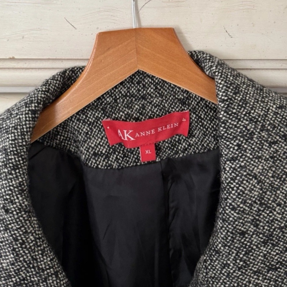 Anne Klein Black Double Breast Wool Coat Jacket - Picture 5 of 6